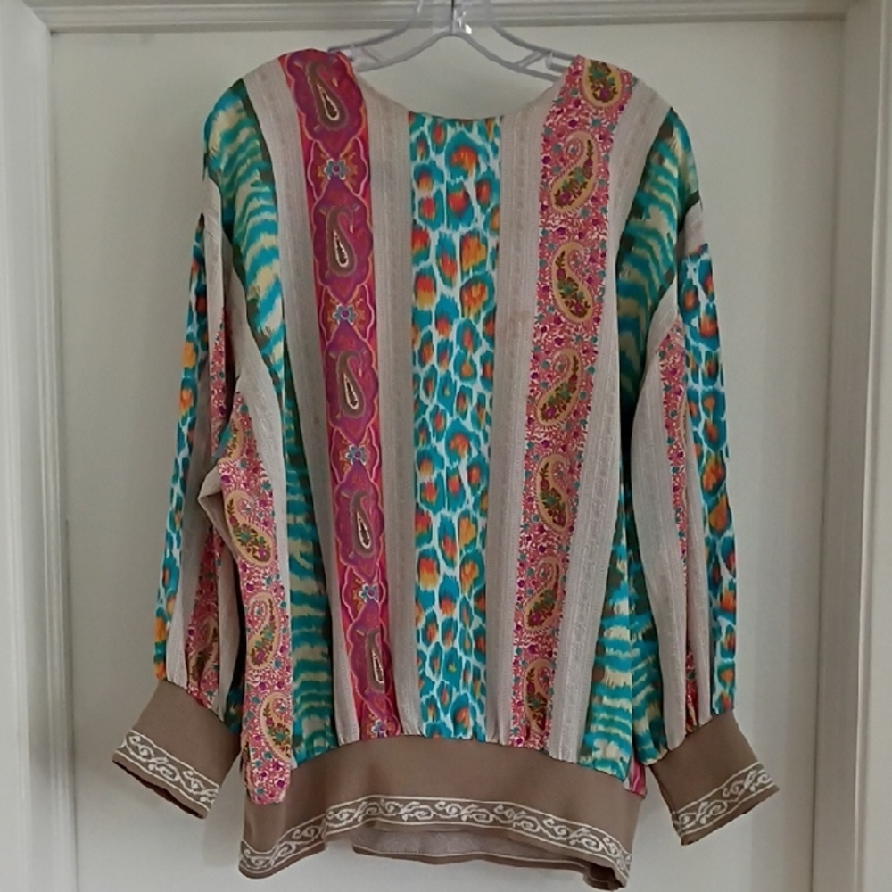 CB Collections Women's Multi-Print Blouse